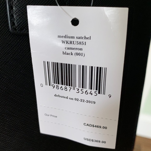 Kate spade medium satchel Cameron black solid new - Picture 5 of 5